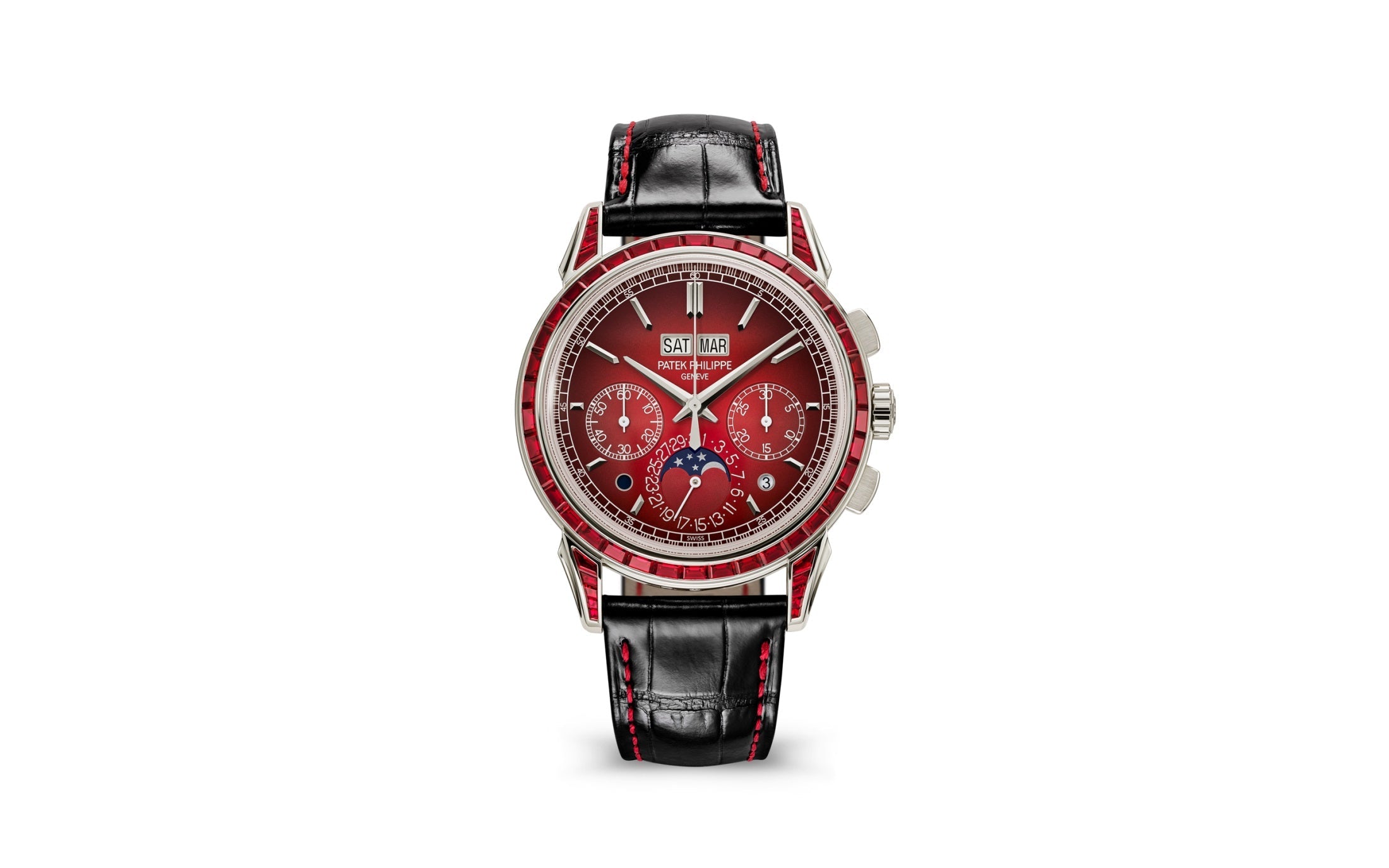 Patek Philippe Perpetual Calendar Chronograph — Manual winding — Platinum — Rood Dial — Ref. 5271/12P-010