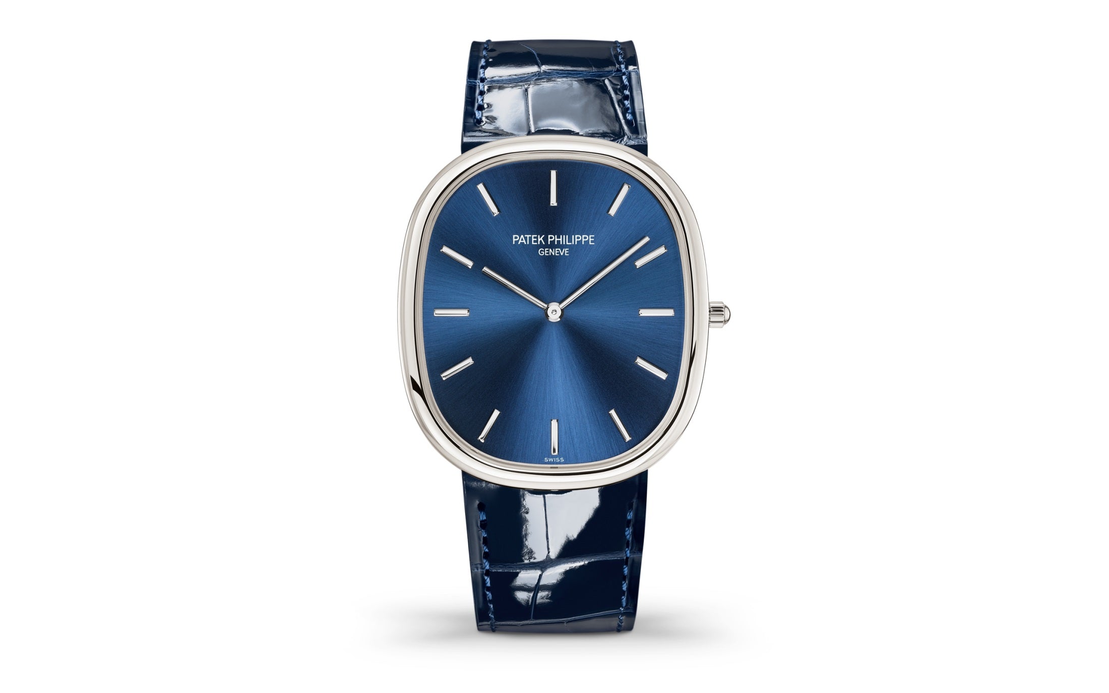 Patek Philippe Golden Ellipse — Automatic — Platinum — Blue Dial — Ref. 5738P-001