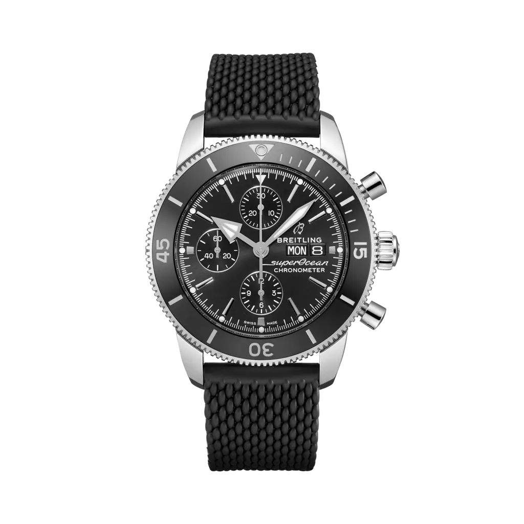Breitling Superocean Heritage II Chronograph 44 Stainless Steel / Black / Rubber / Folding — Ref. A13313121B1S1