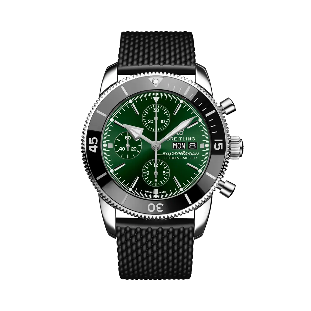 Breitling Superocean Heritage II Chronograph 44 Stainless Steel / Green / Rubber — Ref. A13313121L1S1