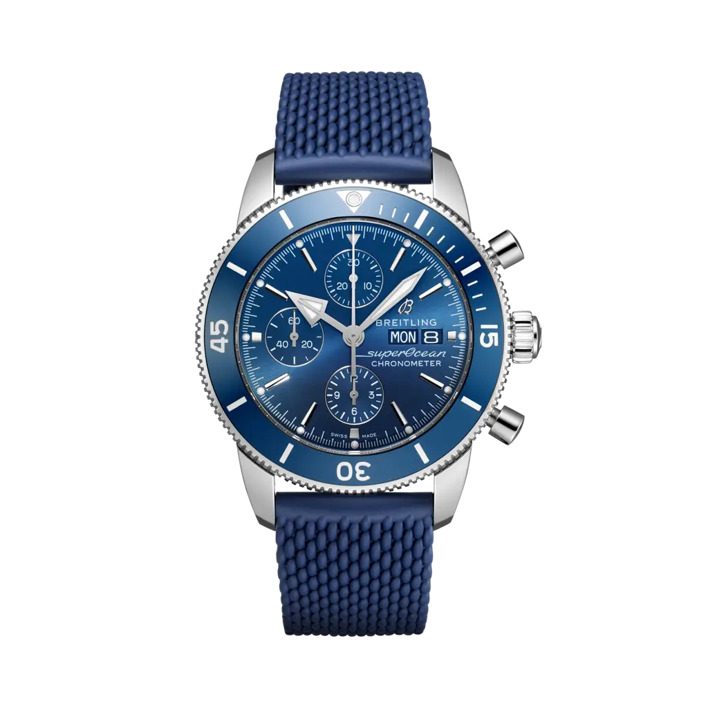 Breitling Superocean Heritage II Chronograph 44 Stainless Steel / Blue / Rubber / Folding — Ref. A13313161C1S1