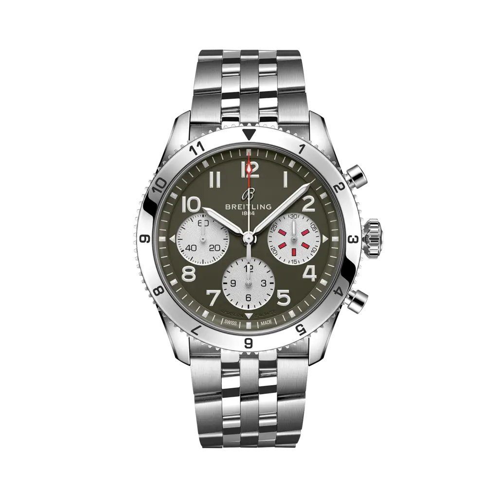 Breitling Classic AVI Curtiss Warhawk Green/Steel  42 mm — Ref. A233802A1L1A1