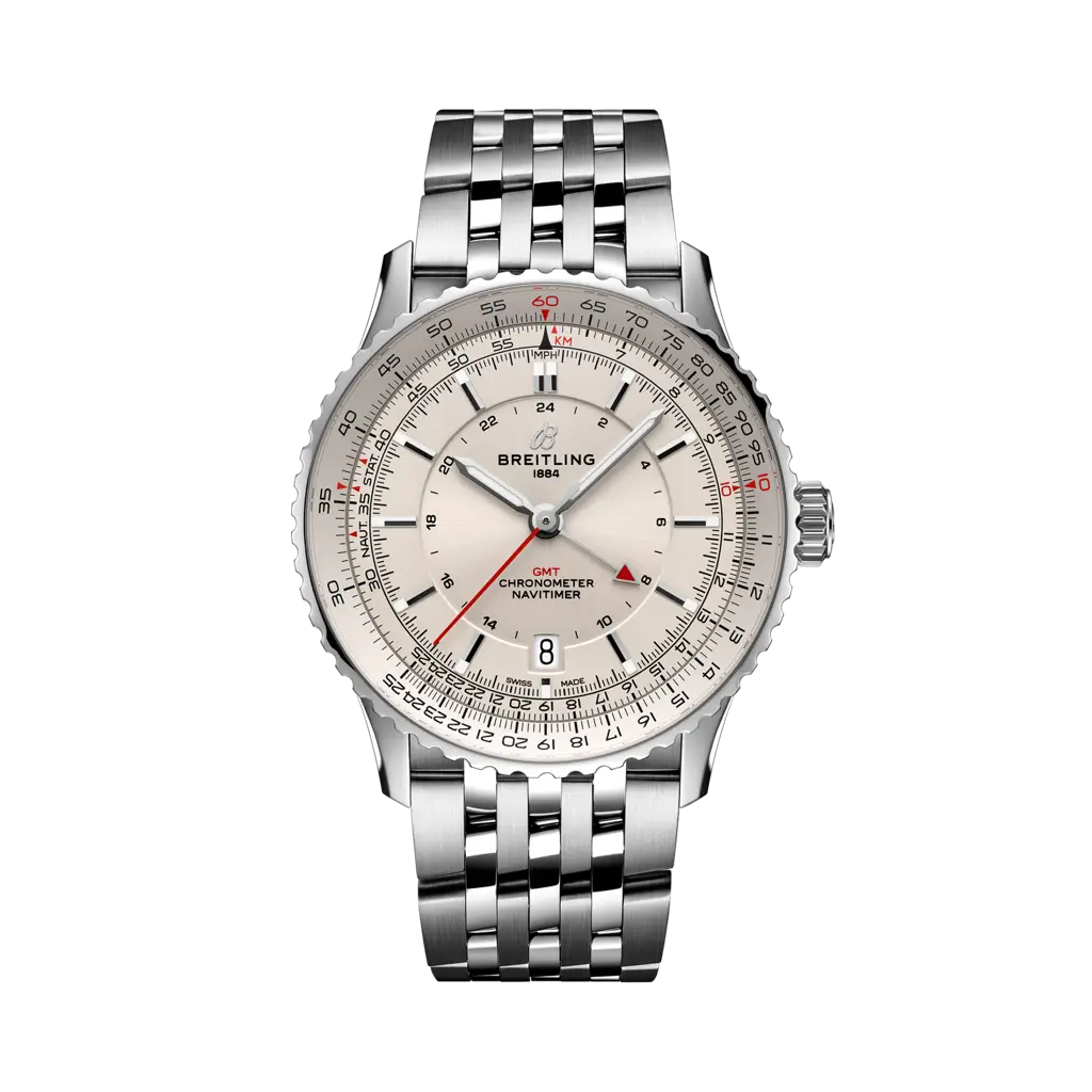 Breitling Navitimer GMT 41 Automatic Stainless Steel / Silver / Bracelet — Ref. A32310211G1A1