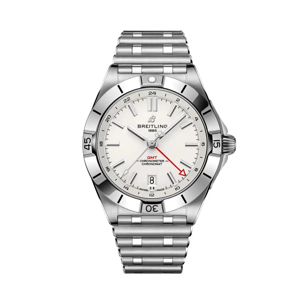 Breitling Chronomat 40 GMT Stainless Steel / Silver / Rouleaux — Ref. A32398101A1A1