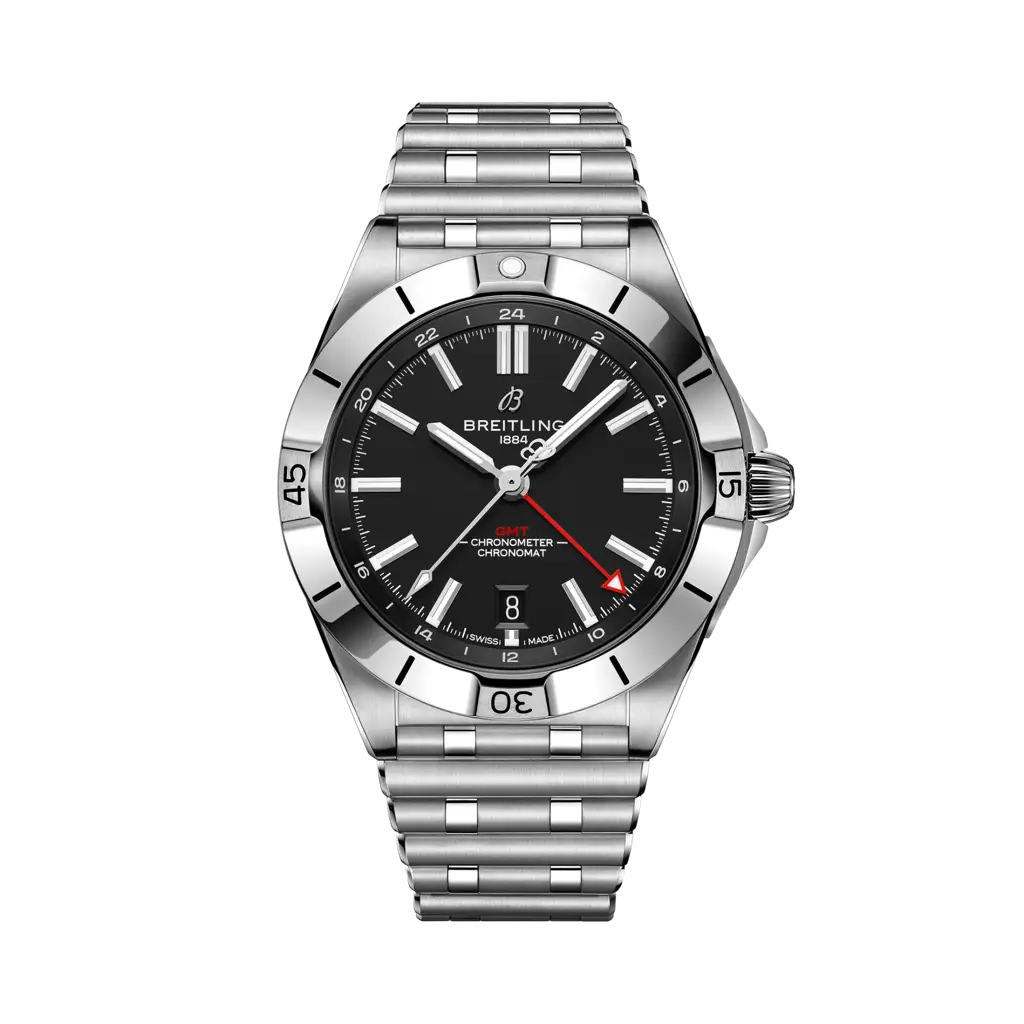 Breitling Chronomat 40 GMT Stainless Steel / Black / Rouleaux — Ref. A32398101B1A1