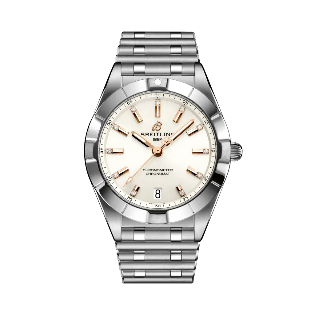 Breitling Chronomat 32 Stainless Steel / White - Diamond / Rouleaux — Ref. A77310101A3A1