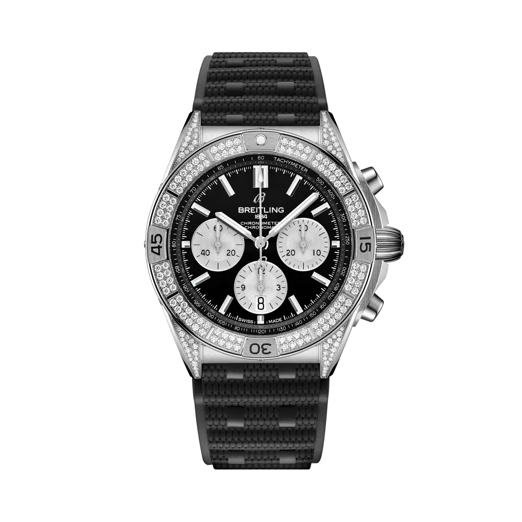 Breitling Chronomat B01 42 Stainless Steel - Diamond / Black / Rubber — Ref. AB0134721B1S2