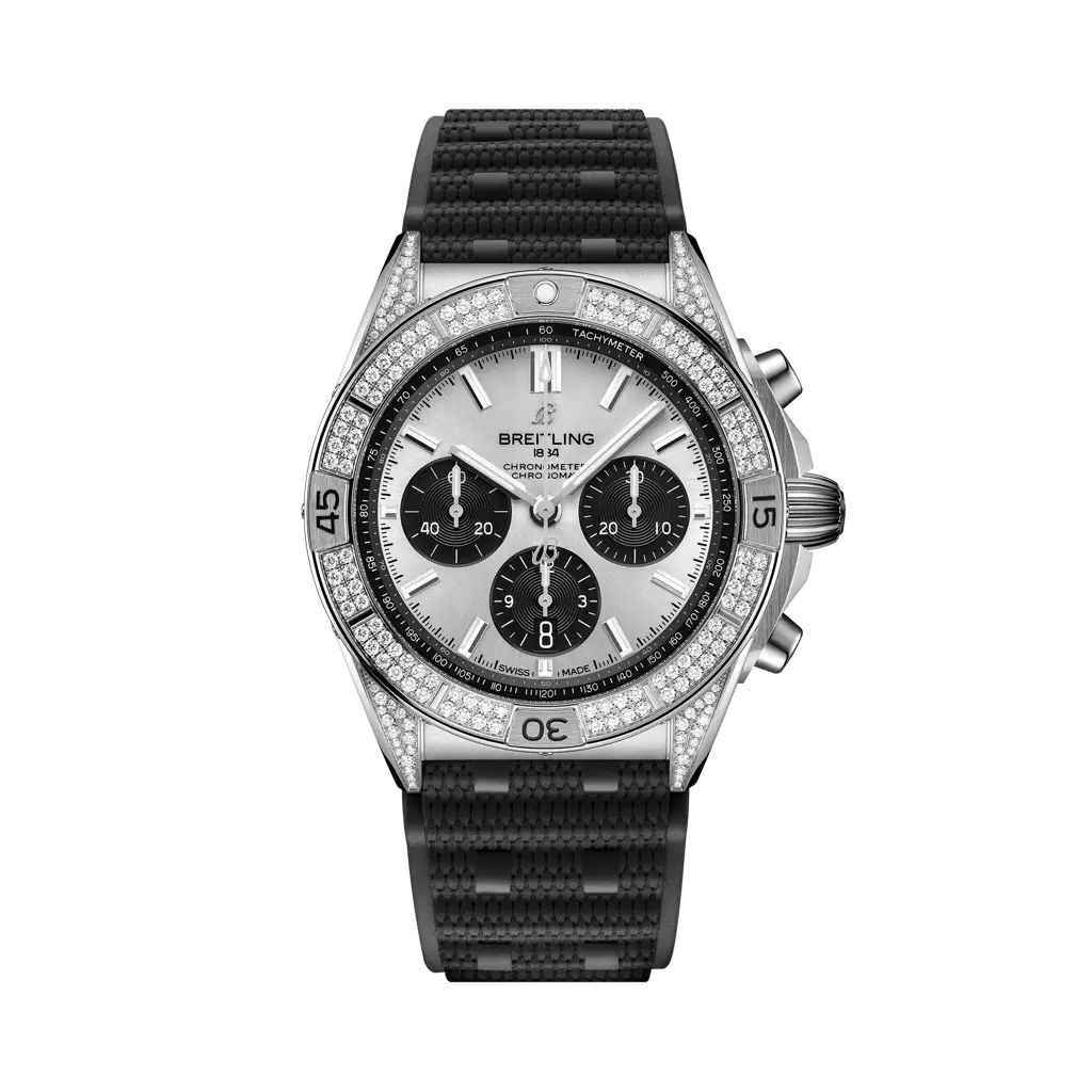 Breitling Chronomat B01 42 Stainless Steel - Diamond / Silver / Rubber — Ref. AB0134721G1S2