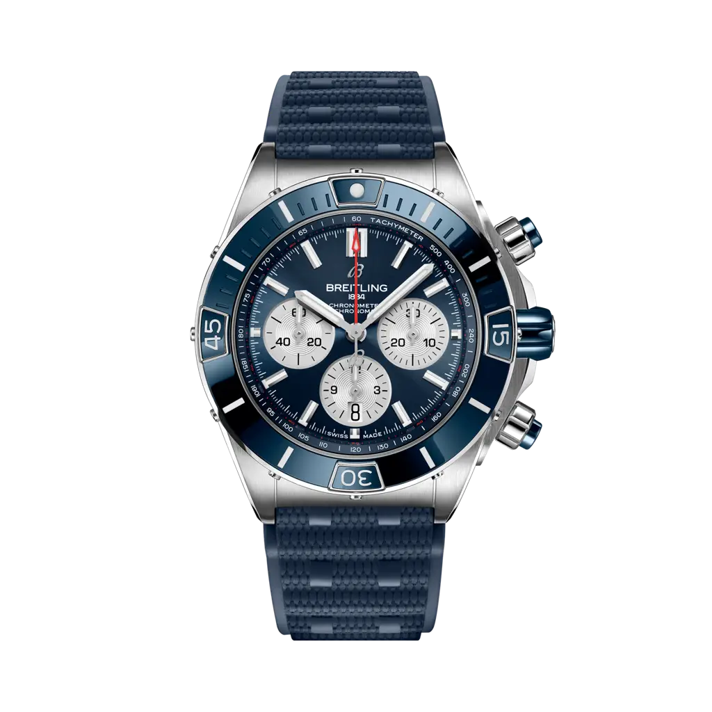 Breitling Super Chronomat B01 44 Stainless Steel / Blue / Rubber — Ref. AB0136161C1S1