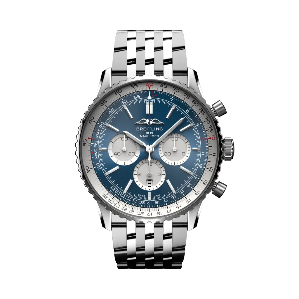 Breitling Navitimer B01 Chronograph 46 Stainless Steel / Blue / Bracelet — Ref. AB0137211C1A1