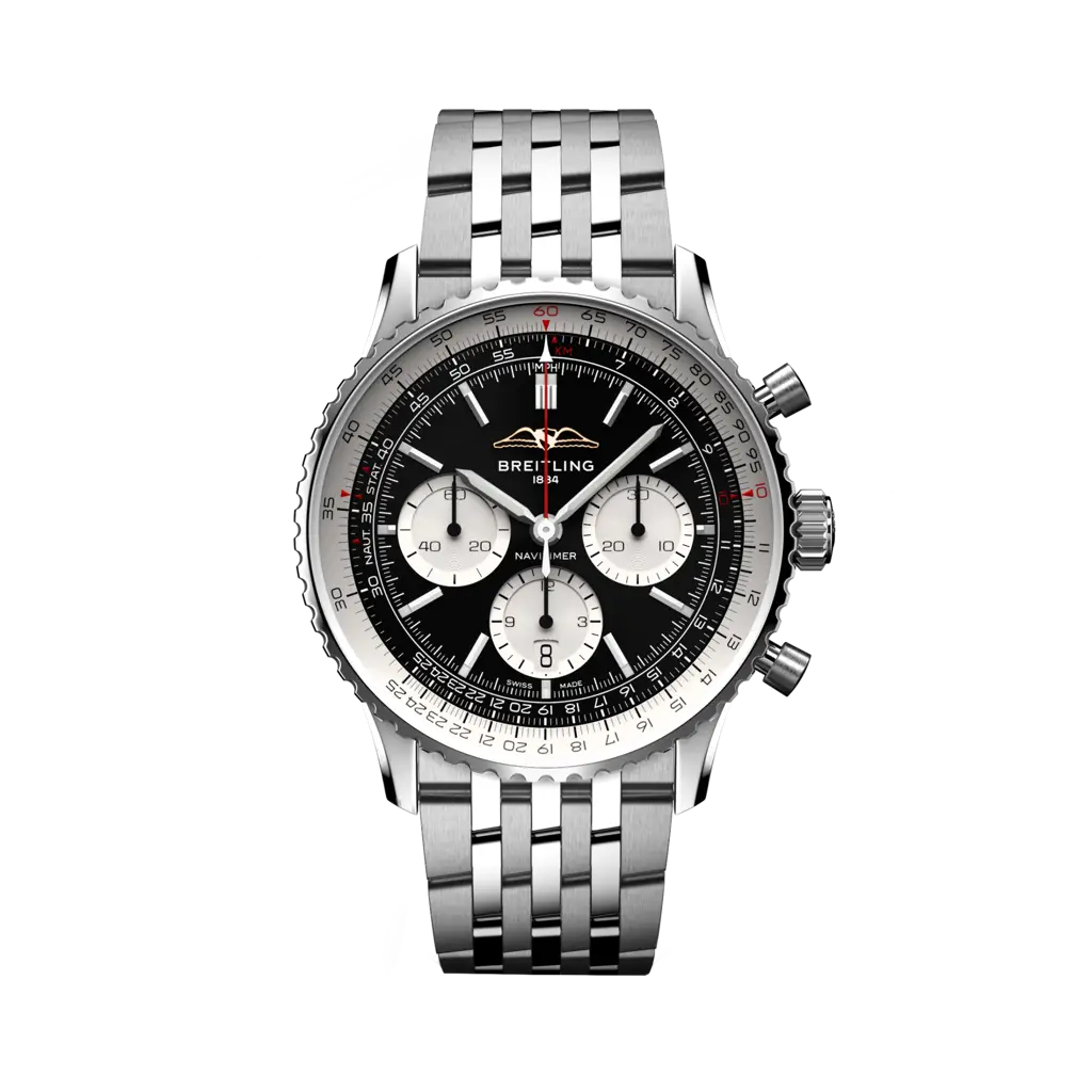 Breitling Navitimer B01 Chronograph 43 Stainless Steel / Black / Bracelet — Ref. AB0138211B1A1