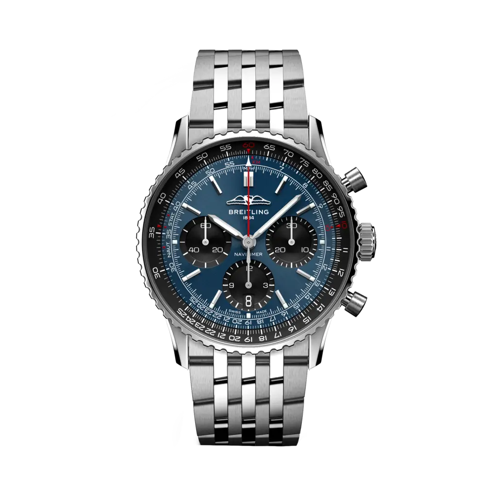 Breitling Navitimer B01 Chronograph 41 Stainless Steel / Blue / Bracelet — Ref. AB0139241C1A1