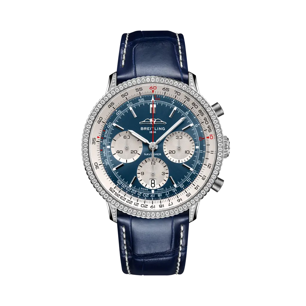 Breitling Navitimer B01 Chronograph 41 Stainless steel (gem-set) - Blue — Ref. AB0139631C1P1