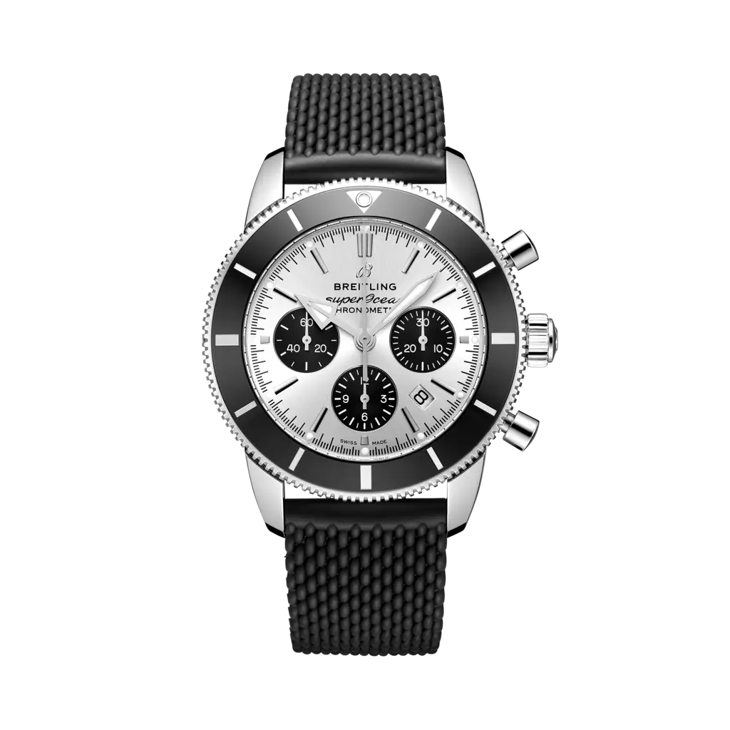 Breitling Superocean Heritage II B01 Chronograph 44 Stainless Steel / Silver / Rubber / Folding — Ref. AB0162121G1S1