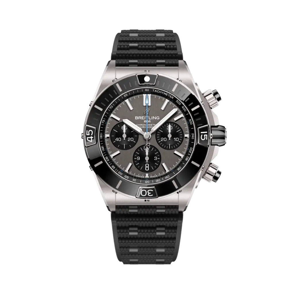 Breitling Super Chronomat B01 44 Titanium / Grey / Rubber Rouleaux — Ref. EB0136251M1S1