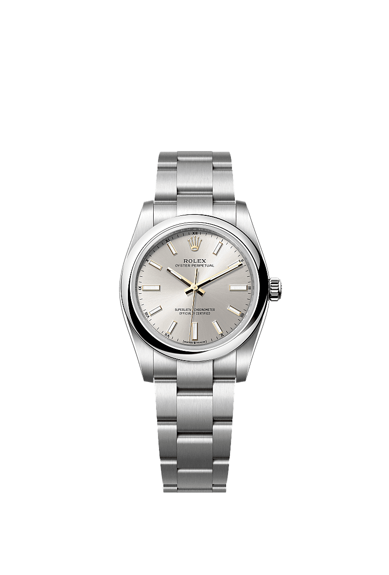 Rolex Oyster Perpetual 34 Stainless Steel / Silver — Ref. 124200