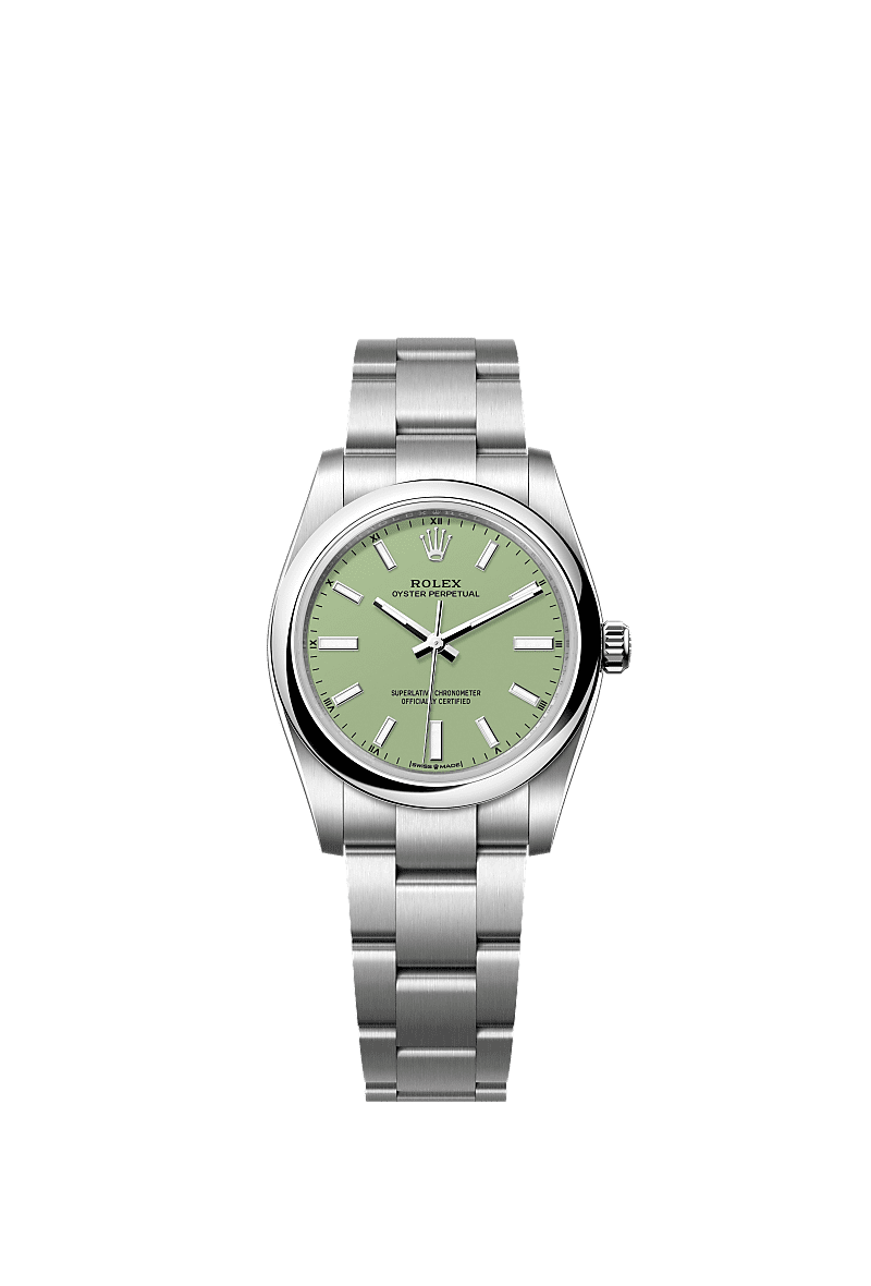 Rolex - Oyster Perpetual 34 Stainless Steel / Pistachio — Ref. 124200