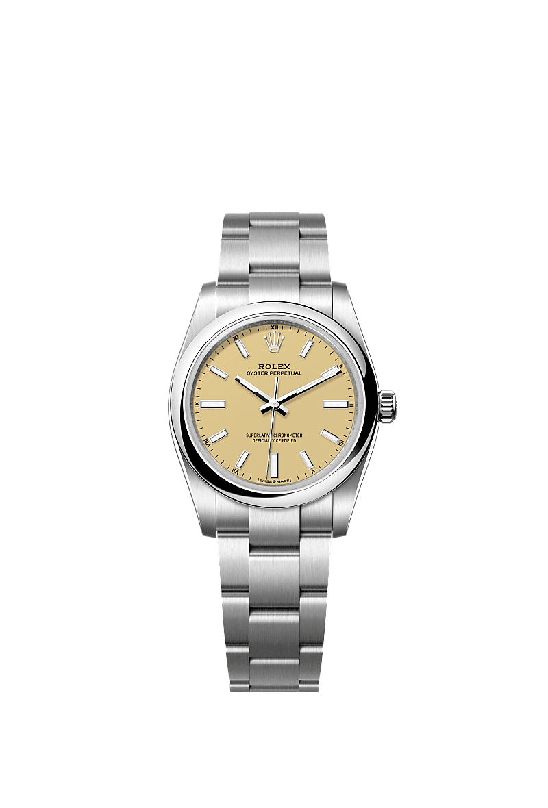 Rolex - Oyster Perpetual 34 Stainless Steel / Beige — Ref. 124200