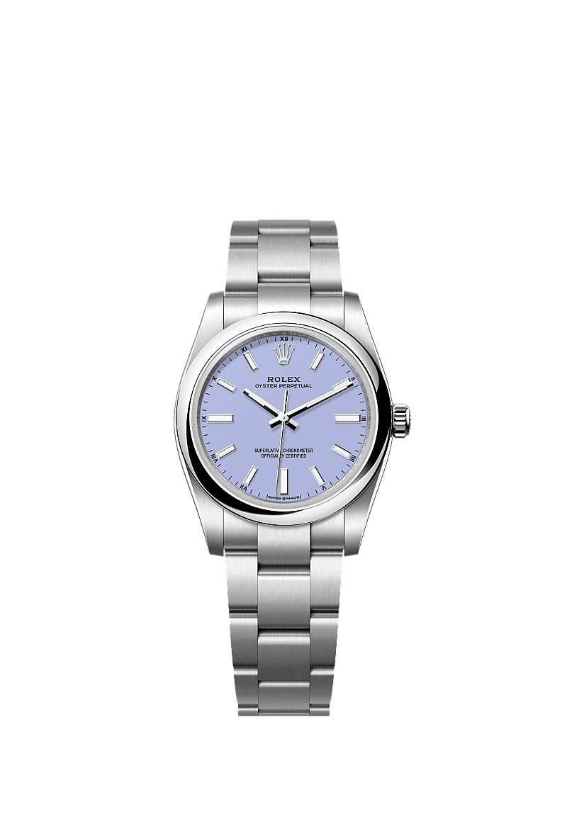 Rolex - Oyster Perpetual 34 Stainless Steel / Lavender — Ref. 124200