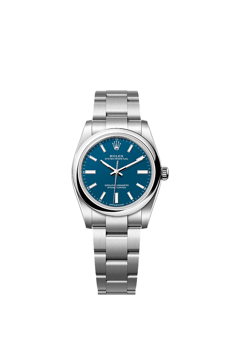 Rolex Oyster Perpetual 34 Blue Matte — Ref. 124200