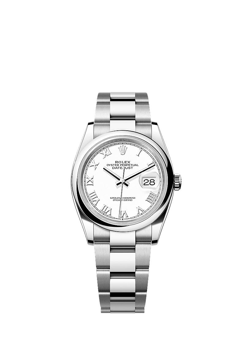 Rolex Datejust 36 Stainless Steel / Domed / White Roman / Oyster — Ref. 126200