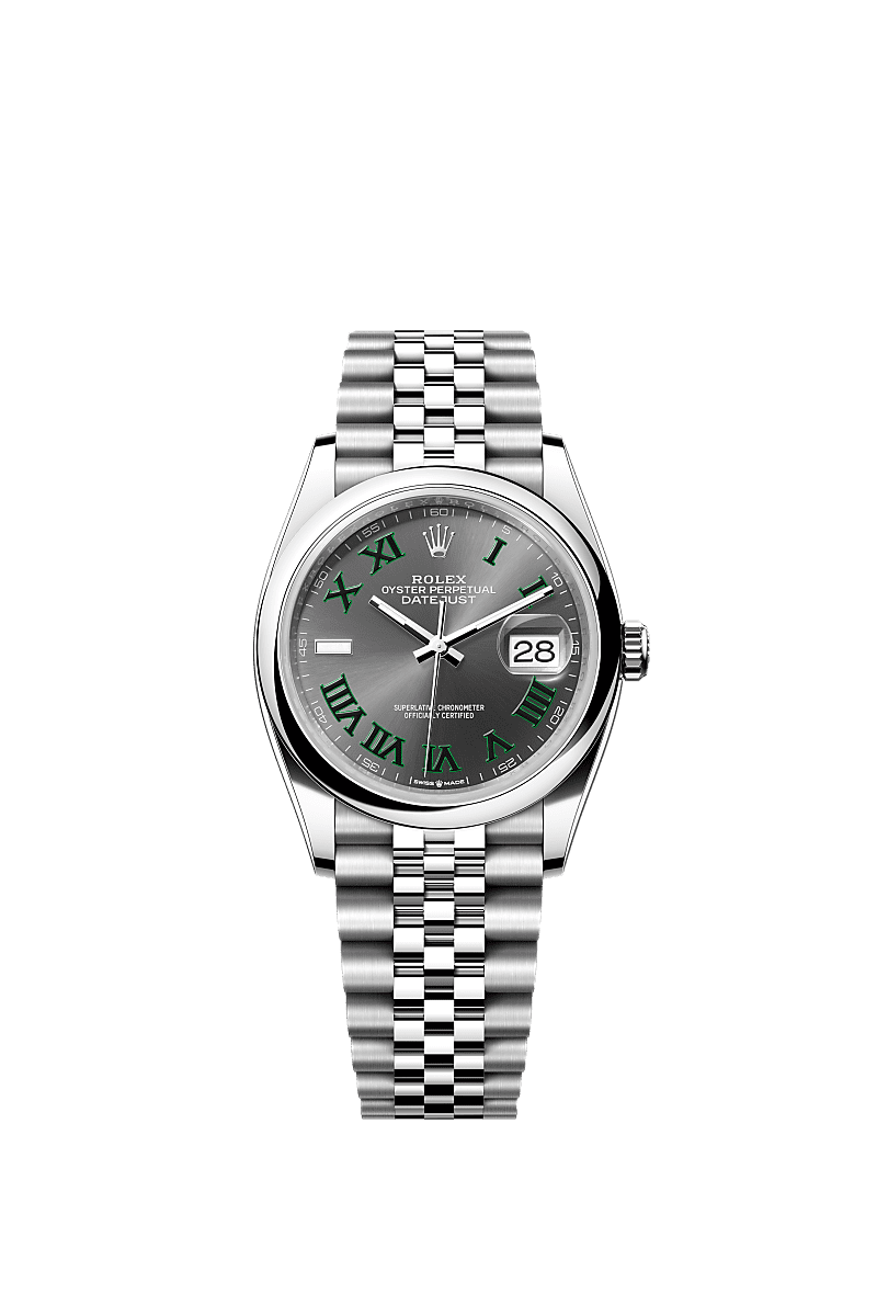 Rolex (Wimbledon) Datejust 36 Stainless Steel / Domed / Slate - Roman / Jubilee — Ref. 126200