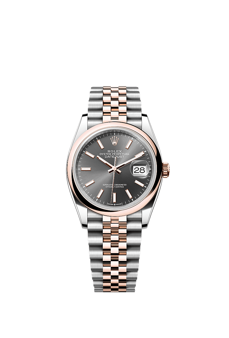 Rolex Datejust 36 Stainless Steel / Everose / Smooth / Dark Rhodium / Jubilee — Ref. 126201