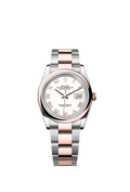 Rolex Datejust 36 Stainless Steel / Everose / Smooth / White Roman / Oyster — Ref. 126201