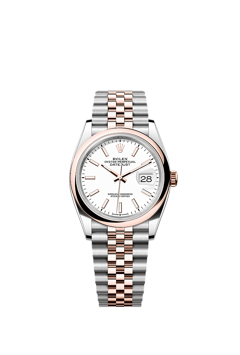 Rolex Datejust 36 Stainless Steel / Everose / Smooth / White / Jubilee — Ref. 126201