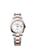 Rolex Datejust 36 Stainless Steel / Everose / Smooth / White / Oyster — Ref. 126201
