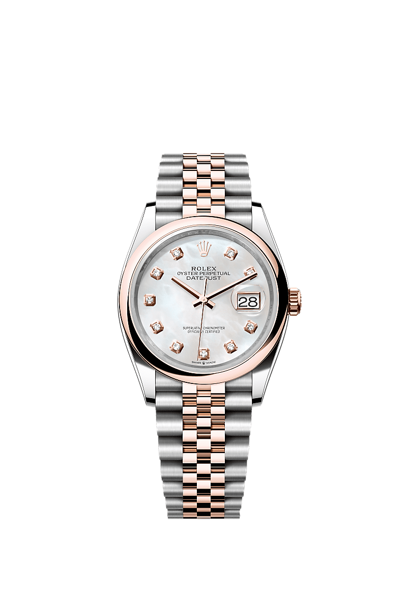 Rolex Datejust 36 Stainless Steel / Everose / Smooth / MOP Diamond / Jubilee — Ref. 126201
