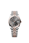 Rolex Datejust 36 Stainless Steel / Everose / Smooth / Dark Rhodium Roman / Jubilee — Ref. 126201