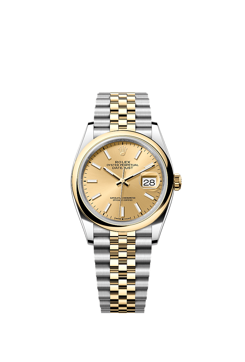 Rolex Datejust 36 Stainless Steel / Yellow Gold / Smooth / Champagne / Jubilee — Ref. 126203