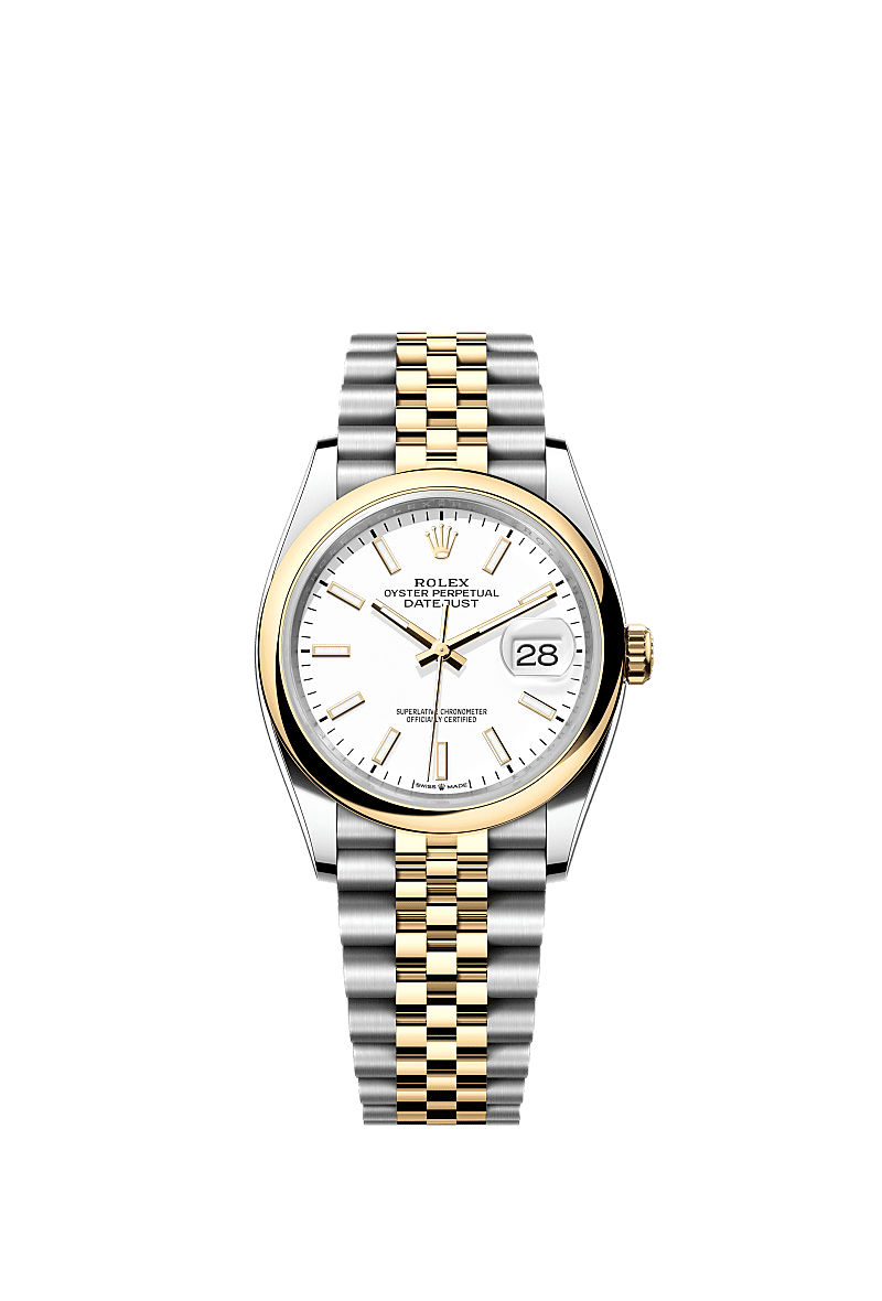 Rolex Datejust 36 Stainless Steel / Yellow Gold / Smooth / White / Jubilee — Ref. 126203