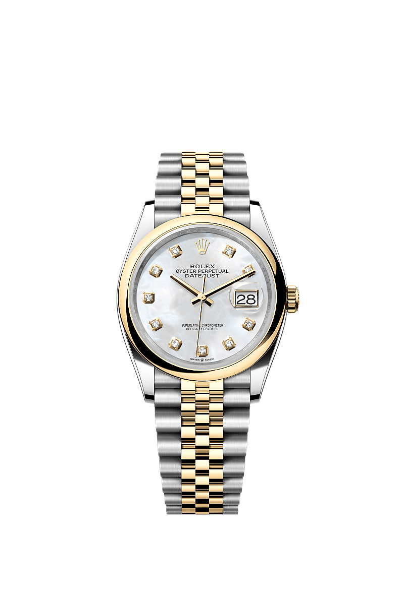 Rolex Datejust 36 Stainless Steel / Yellow Gold / Smooth / MOP Diamond / Jubilee — Ref. 126203