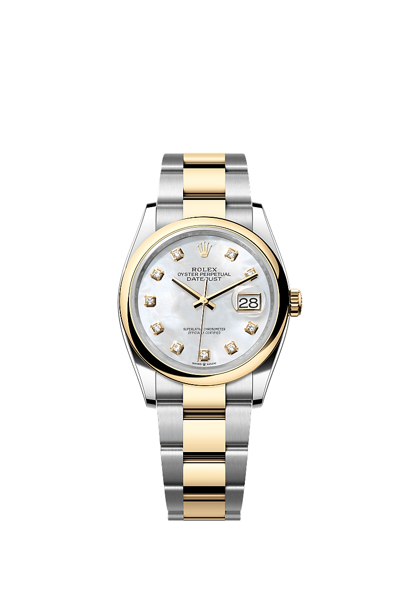 Rolex Datejust 36 Stainless Steel / Yellow Gold / Smooth / MOP Diamond / Oyster — Ref. 126203