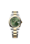 Rolex Datejust 36 Stainless Steel / Yellow Gold / Smooth / Olive Green Roman / Oyster — Ref. 126203