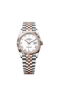 Rolex Datejust 36 Stainless Steel / Everose / Fluted / White Roman / Jubilee — Ref. 126231