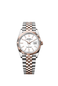 Rolex Datejust 36 Stainless Steel / Everose / Fluted / White / Jubilee — Ref. 126231