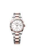 Rolex Datejust 36 Stainless Steel / Everose / Fluted / White / Oyster — Ref. 126231