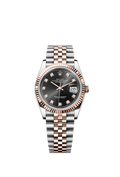 Rolex Datejust 36 Stainless Steel / Everose / Fluted / Black Diamond / Jubilee — Ref. 126231