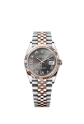 Rolex Datejust 36 Stainless Steel / Everose / Fluted / Dark Rhodium Roman / Jubilee — Ref. 126231