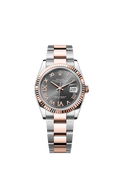 Rolex Datejust 36 Stainless Steel / Everose / Fluted / Dark Rhodium Roman / Oyster — Ref. 126231