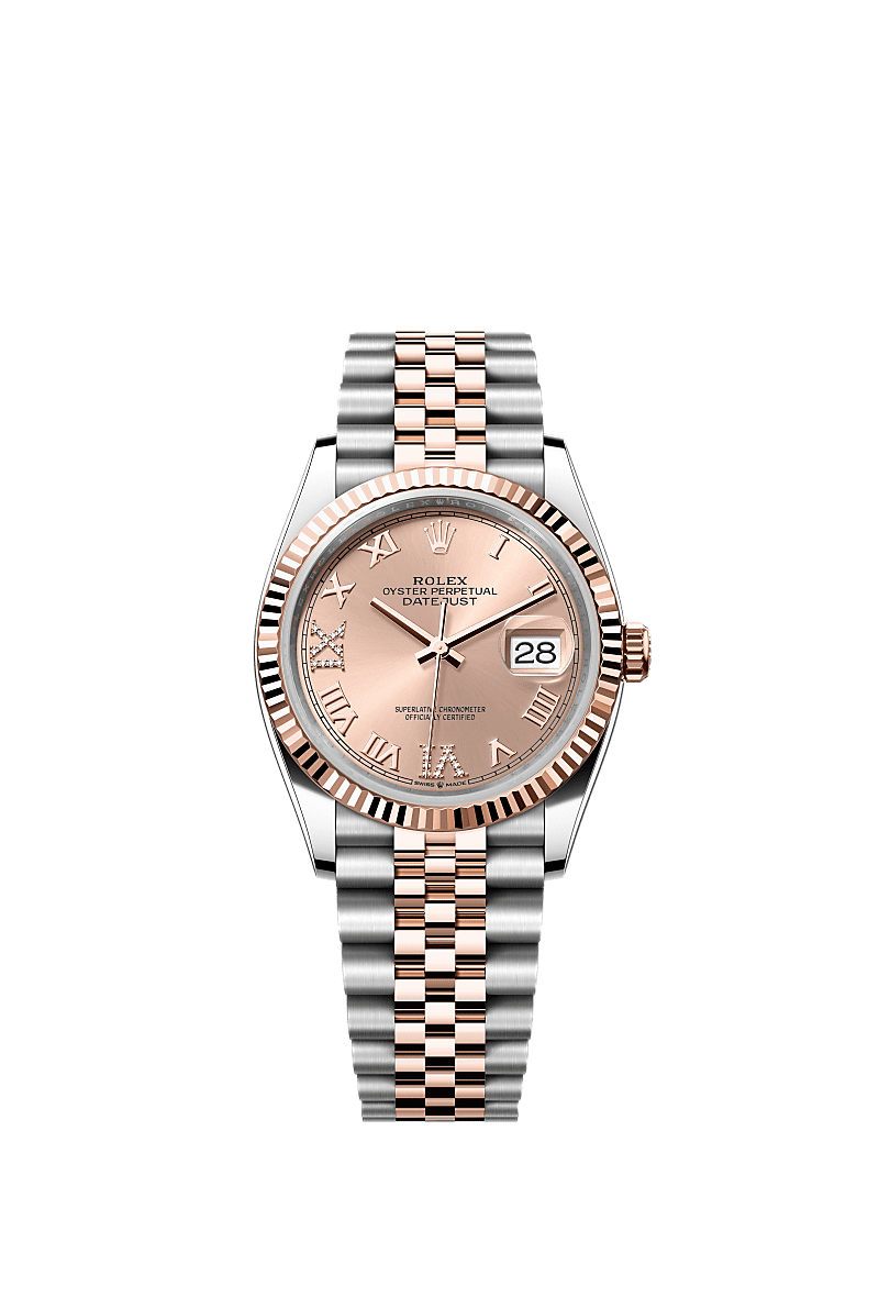 Rolex Datejust 36 Stainless Steel / Everose / Fluted / Rose Roman / Jubilee — Ref. 126231