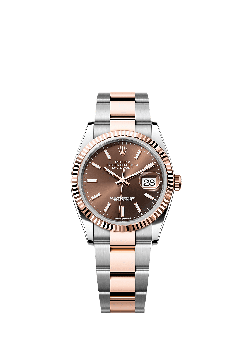 Rolex - Datejust 36 Stainless Steel - Everose - Fluted / Chocolate / Oyster — Ref. 126231