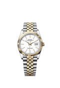 Rolex Datejust 36 Stainless Steel / Yellow Gold / Fluted / White / Jubilee — Ref. 126233