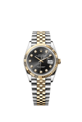 Rolex Datejust 36 Stainless Steel / Yellow Gold / Fluted / Black Diamond / Jubilee — Ref. 126233