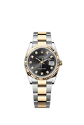 Rolex Datejust 36 Stainless Steel / Yellow Gold / Fluted / Black Diamond / Oyster — Ref. 126233