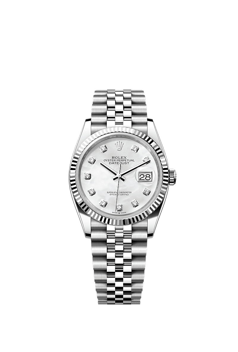 Rolex Datejust 36 Stainless Steel / Fluted / MOP-Diamond / Jubilee — Ref. 126234