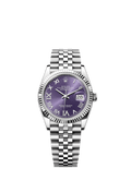 Rolex Datejust 36 Stainless Steel / Fluted / Aubergine Roman-Diamonds / Jubilee — Ref. 126234
